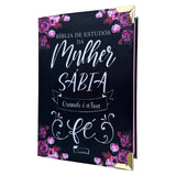 Bíblia da Mulher Sábia de Estudos Preta Fé com Harpa e Abas (ARC)