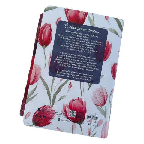 Bíblia da Mulher de Estudos Tulipas Vermelhas com Abas, Pingentes e Marca-Páginas (NAA)