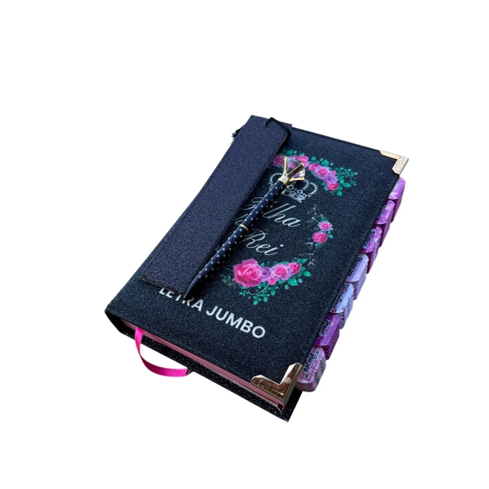 Bíblia Filha do Rei, Letra Jumbo com Abas Adesivas e Detalhes em Glitter