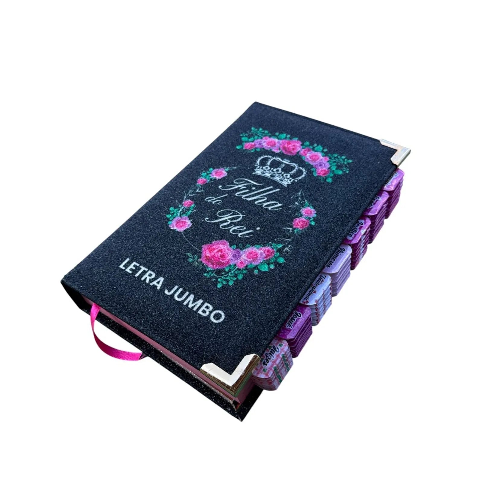 Bíblia Filha do Rei, Letra Jumbo com Abas Adesivas e Detalhes em Glitter