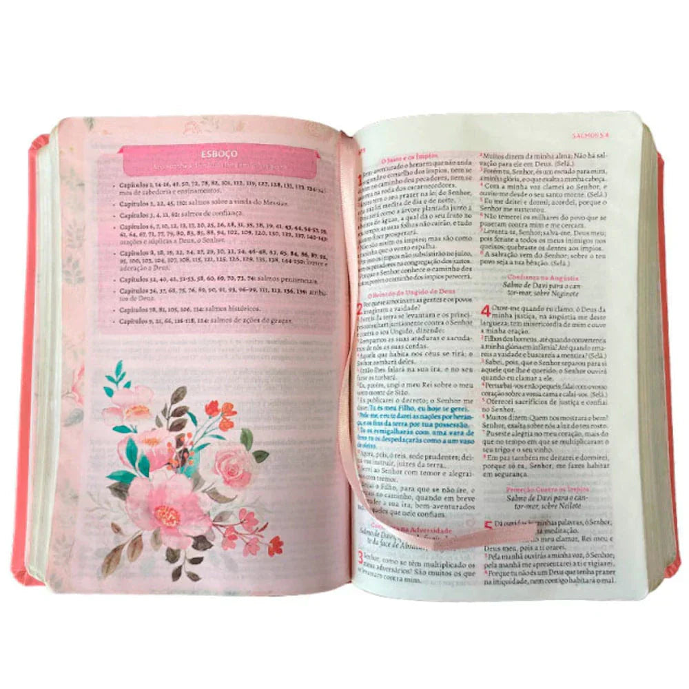 Bíblia da Pregadora Fiel Rosa Pink, Full Color com Abas Adesivas (ARC)