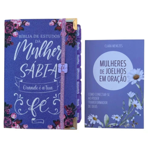 Bíblia da Mulher Sábia 100% Glitter Lilás com Abas e Livro Devocional de Brinde