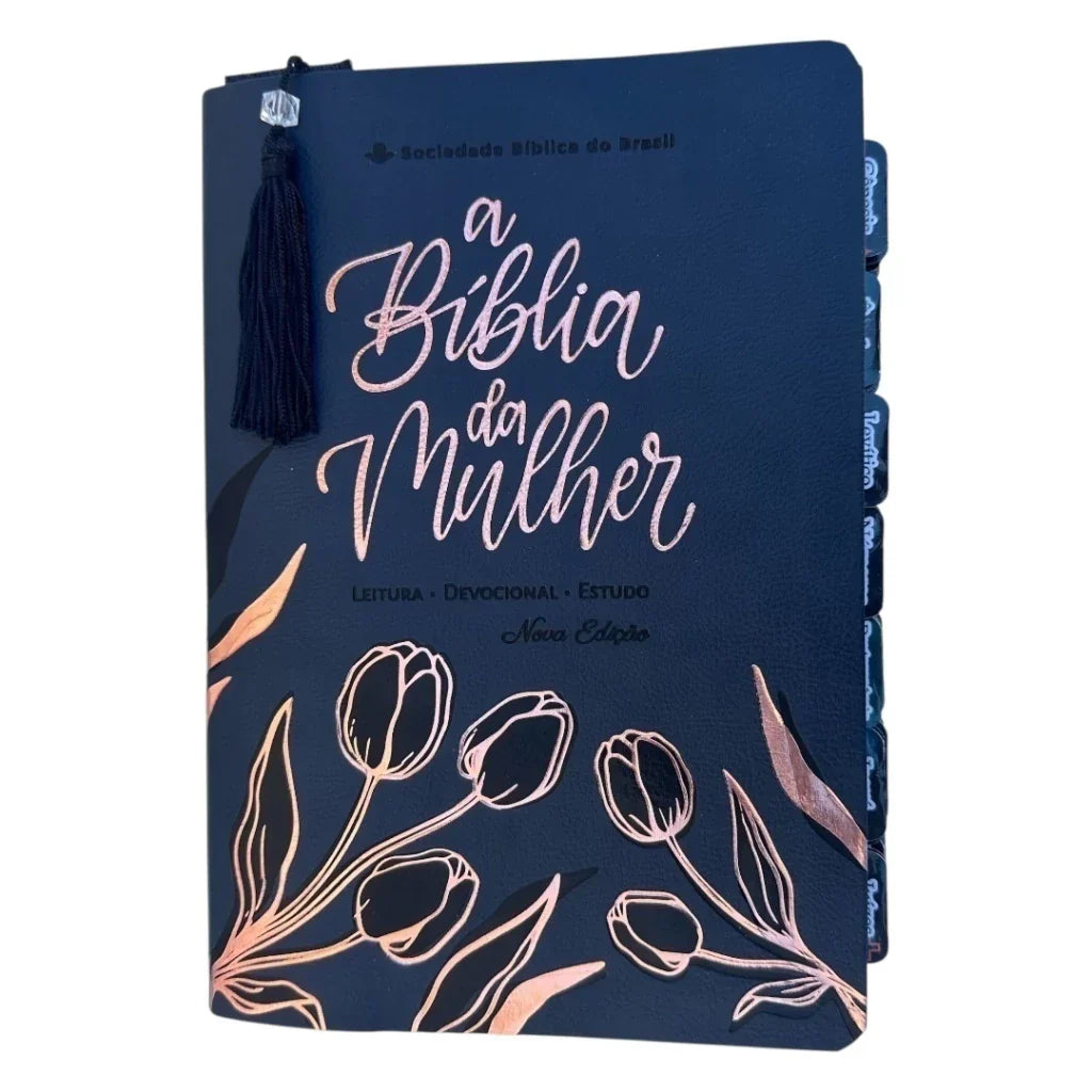 Bíblia da Mulher de Estudos Preta Aston Grande com Abas e Marca-Páginas (NAA)
