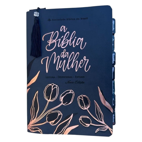 Bíblia da Mulher de Estudos Preta Aston Grande com Abas e Marca-Páginas (NAA)