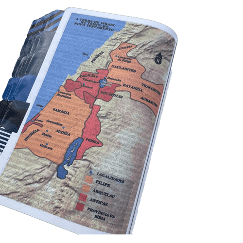 Bíblia Azul Masculina Capa Luxo, Letra Hiper Gigante, Full Color com Abas (ARC)