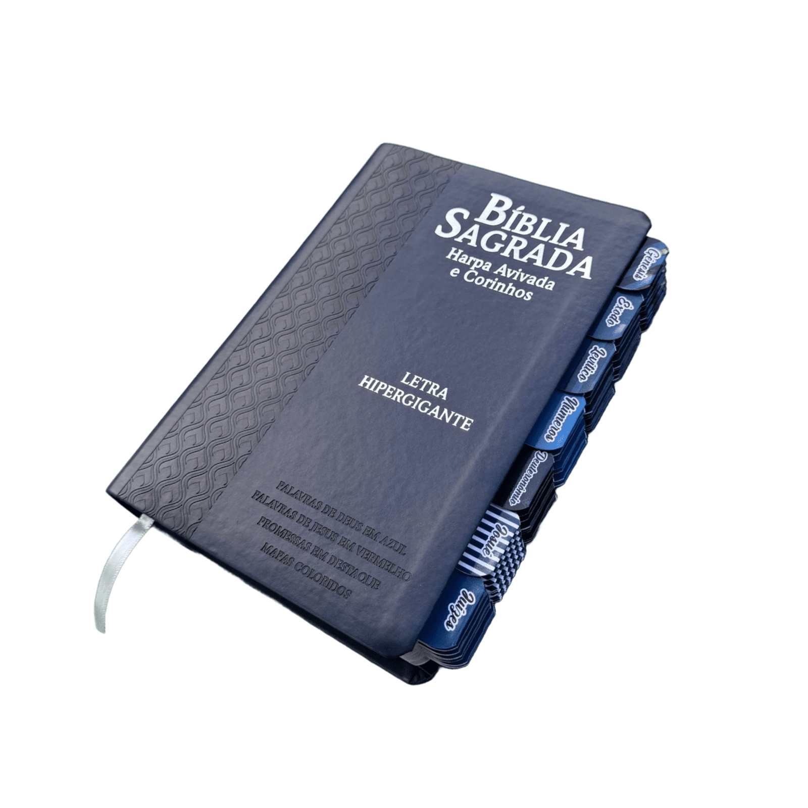 Bíblia Azul Masculina Capa Luxo, Letra Hiper Gigante, Full Color com Abas (ARC)